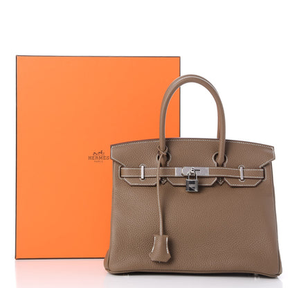 Hermes Taurillon Clemence Birkin 30 Etoupe 34 of 34