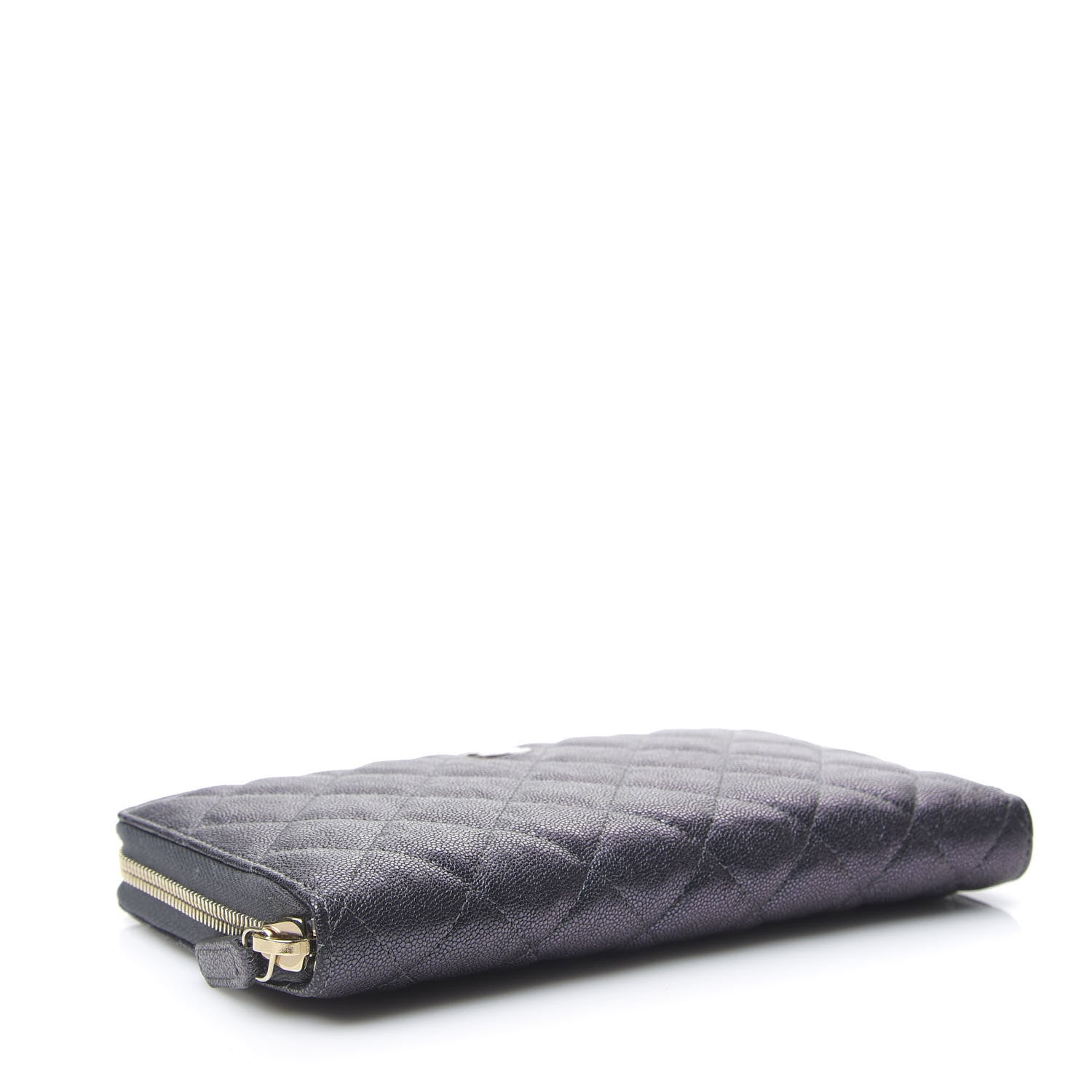 Chanel Iridescent Caviar Quilted Long Zip Around Wallet Black 3 of 8