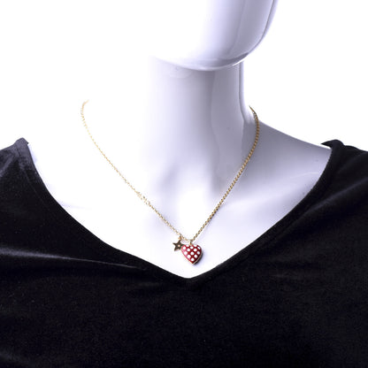 Christian Dior Metal Dioramour Necklace Gold Red 2 of 6