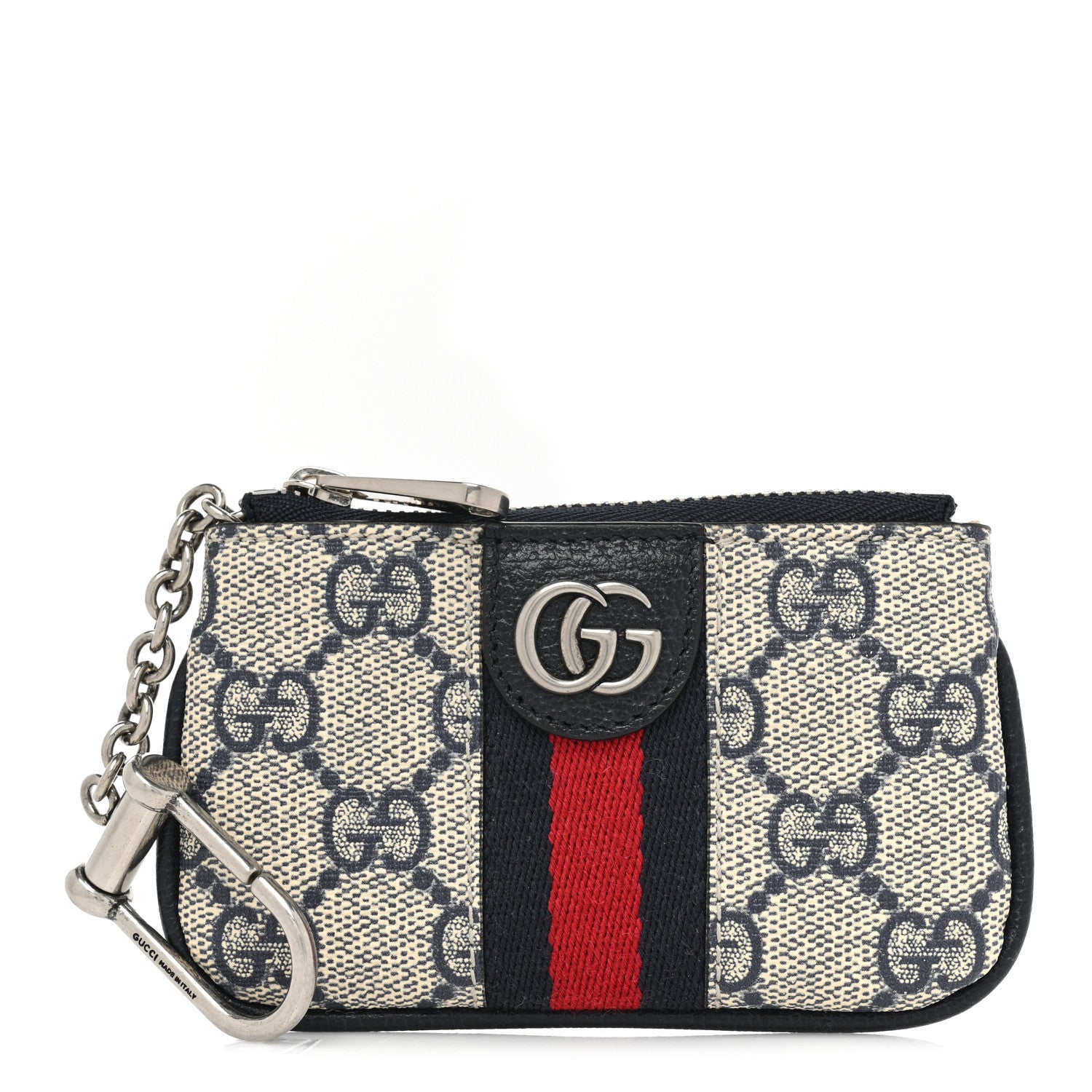Gucci GG Supreme Monogram Web Ophidia Key Case Beige Blue 1 of 9
