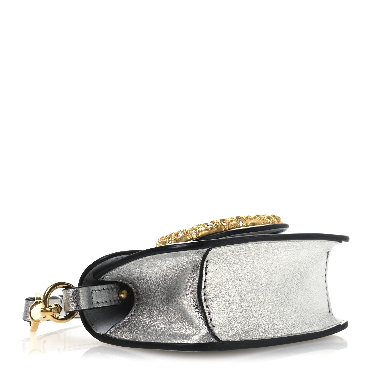 Valentino Garavani Laminated Calfskin Crystal Vlogo Micro Loco Shoulder Bag Silver Crystal 4 of 9