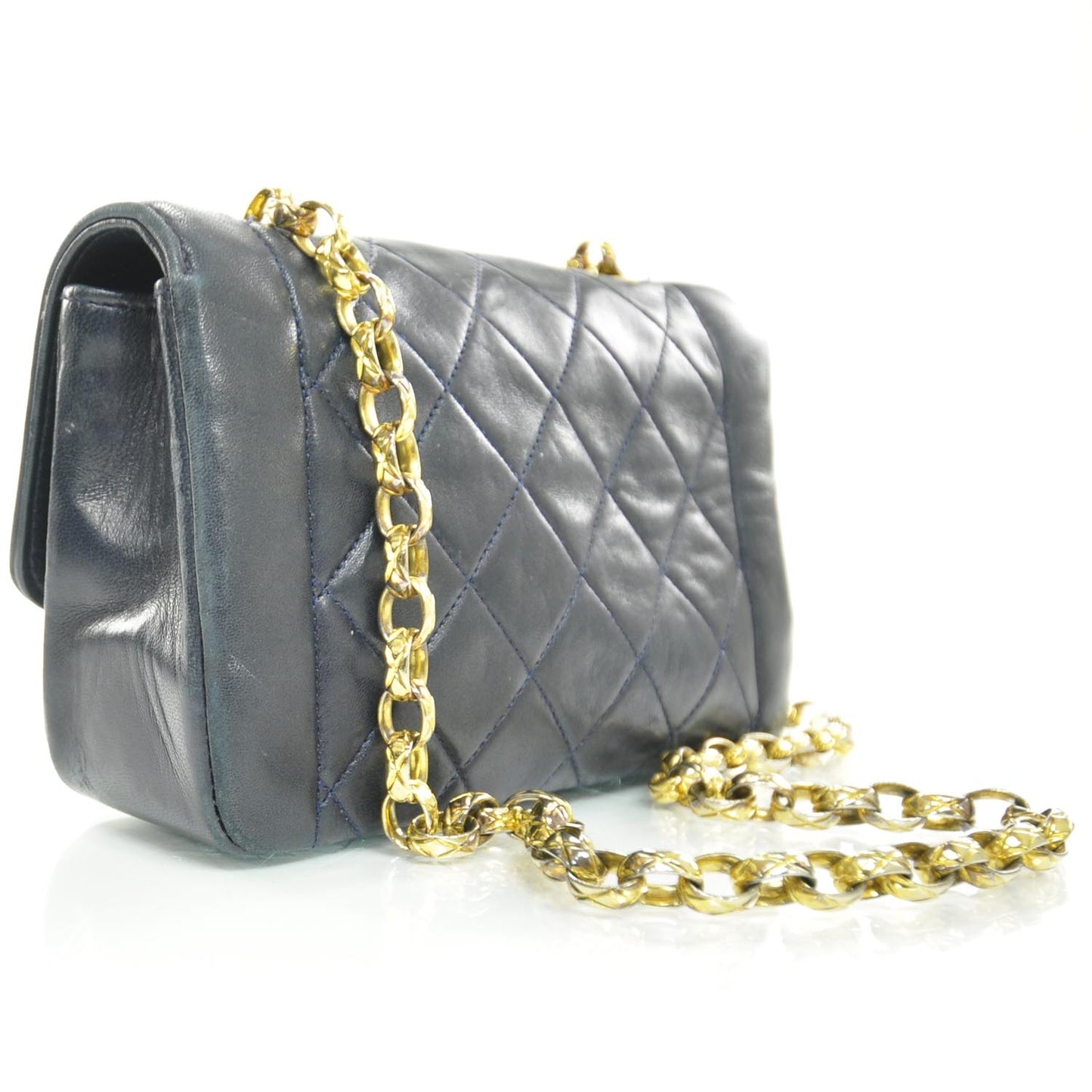 Lambskin Quilted Mini Flap Navy