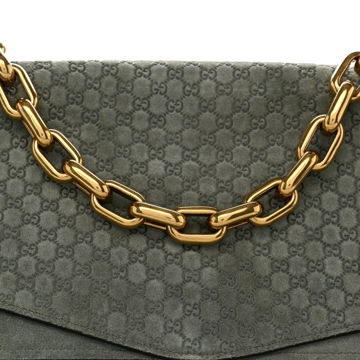 Micro GG Suede Large Chain Shoulder Bag Sage Green