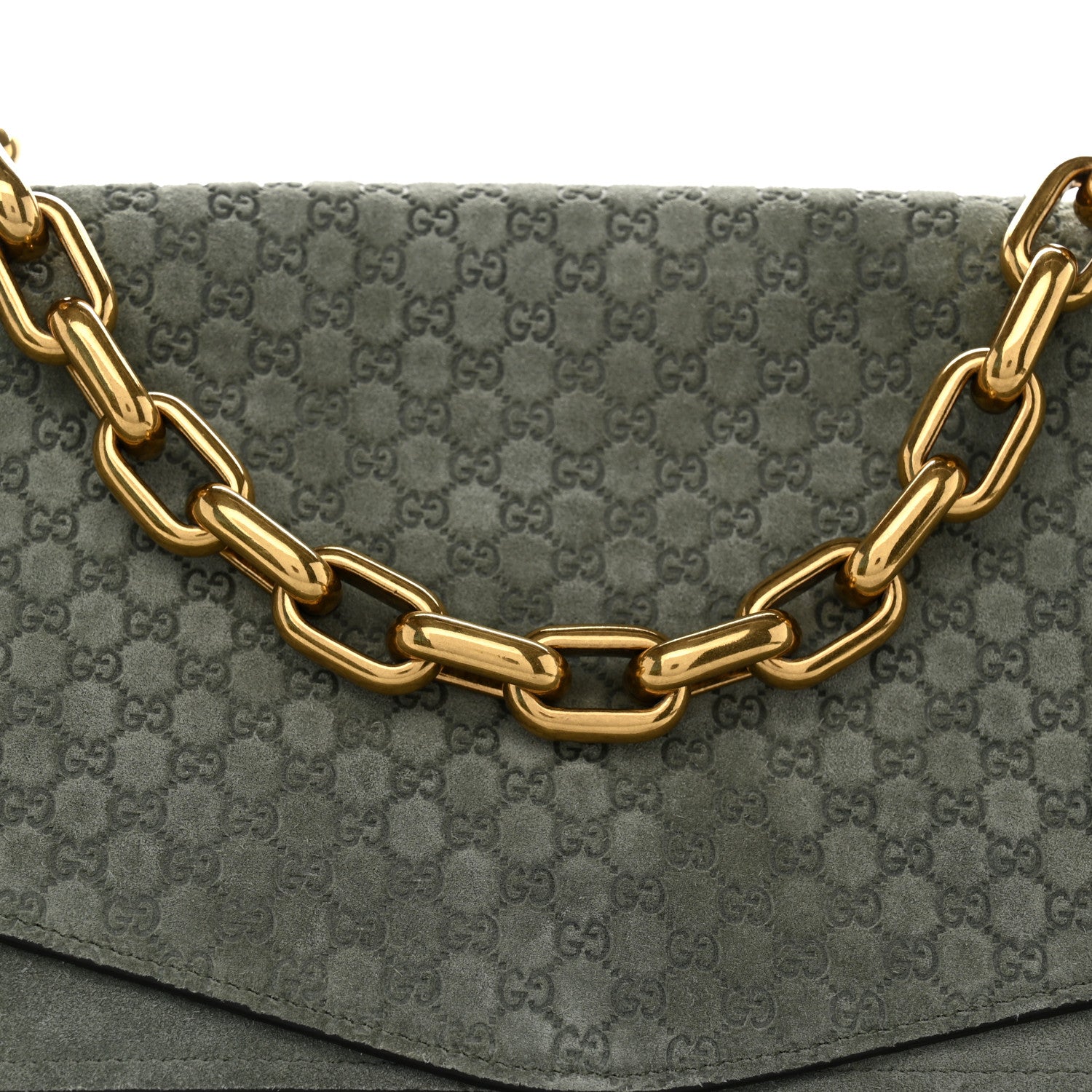 Gucci Micro GG Suede Large Chain Shoulder Bag Sage Green 9 of 12