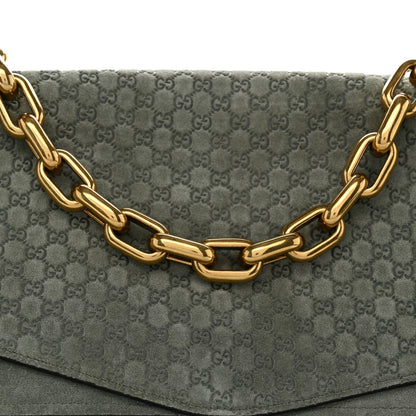 Gucci Micro GG Suede Large Chain Shoulder Bag Sage Green 9 of 12