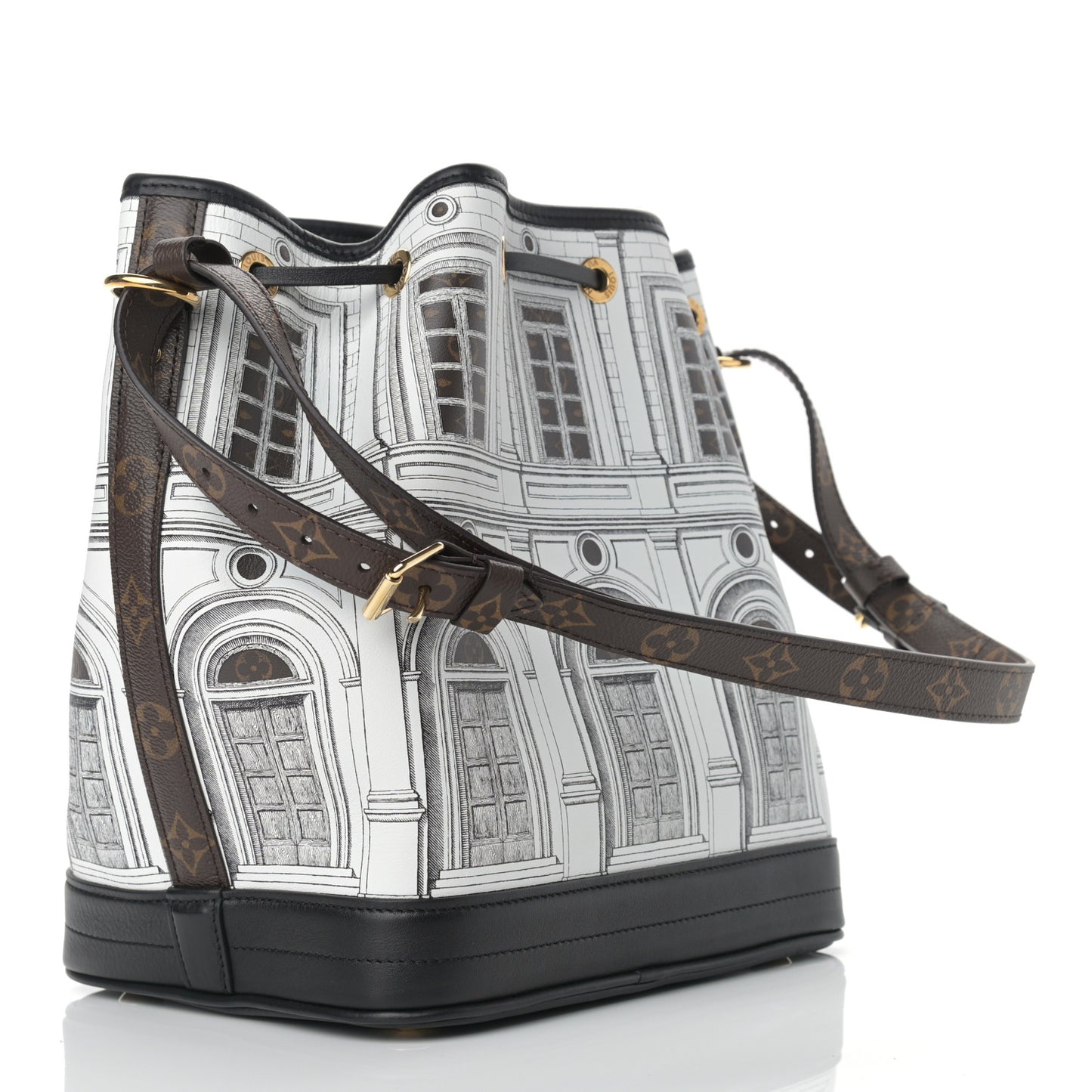 X FORNASETTI Calfskin Architettura Noe MM Black White