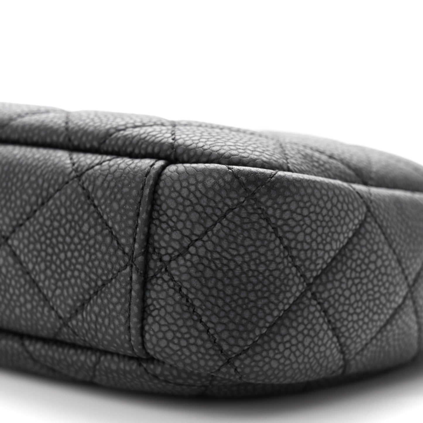 Iridescent Caviar Quilted Small Coco Tassel Camera Case Black