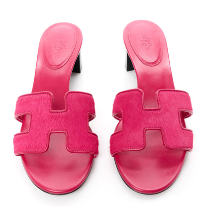 Hermes Pony Hair Oasis Sandals 37 Rose Fuchsia 2 of 8