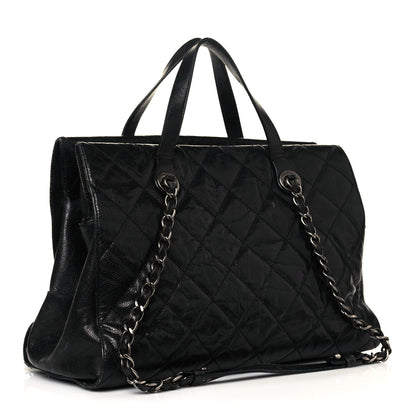 Chanel Crumpled Grained Calfskin Quilted CC Crave Tote Black 3 of 18