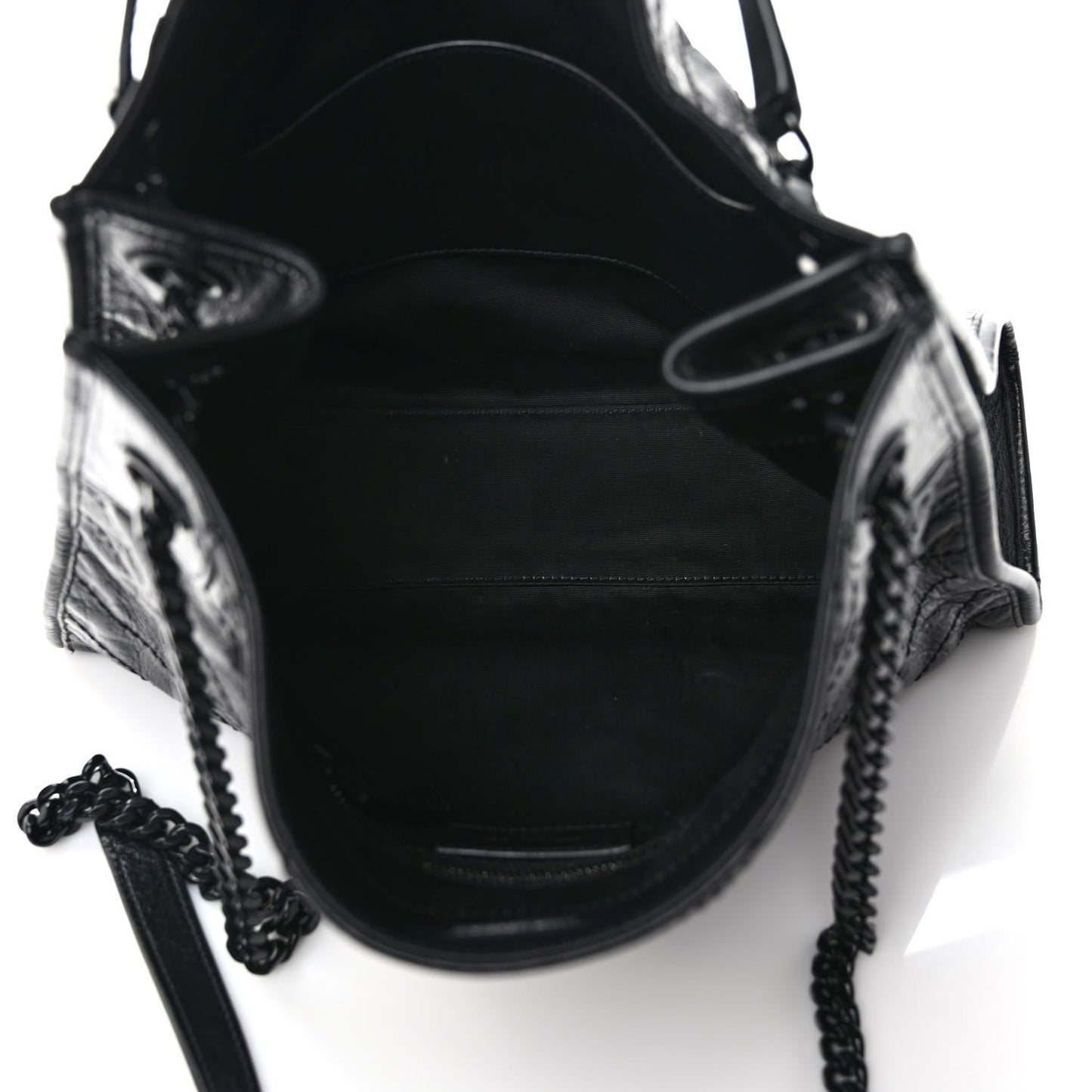 Crinkled Calfskin Matelasse Monogram Medium Niki Shopper Tote Black