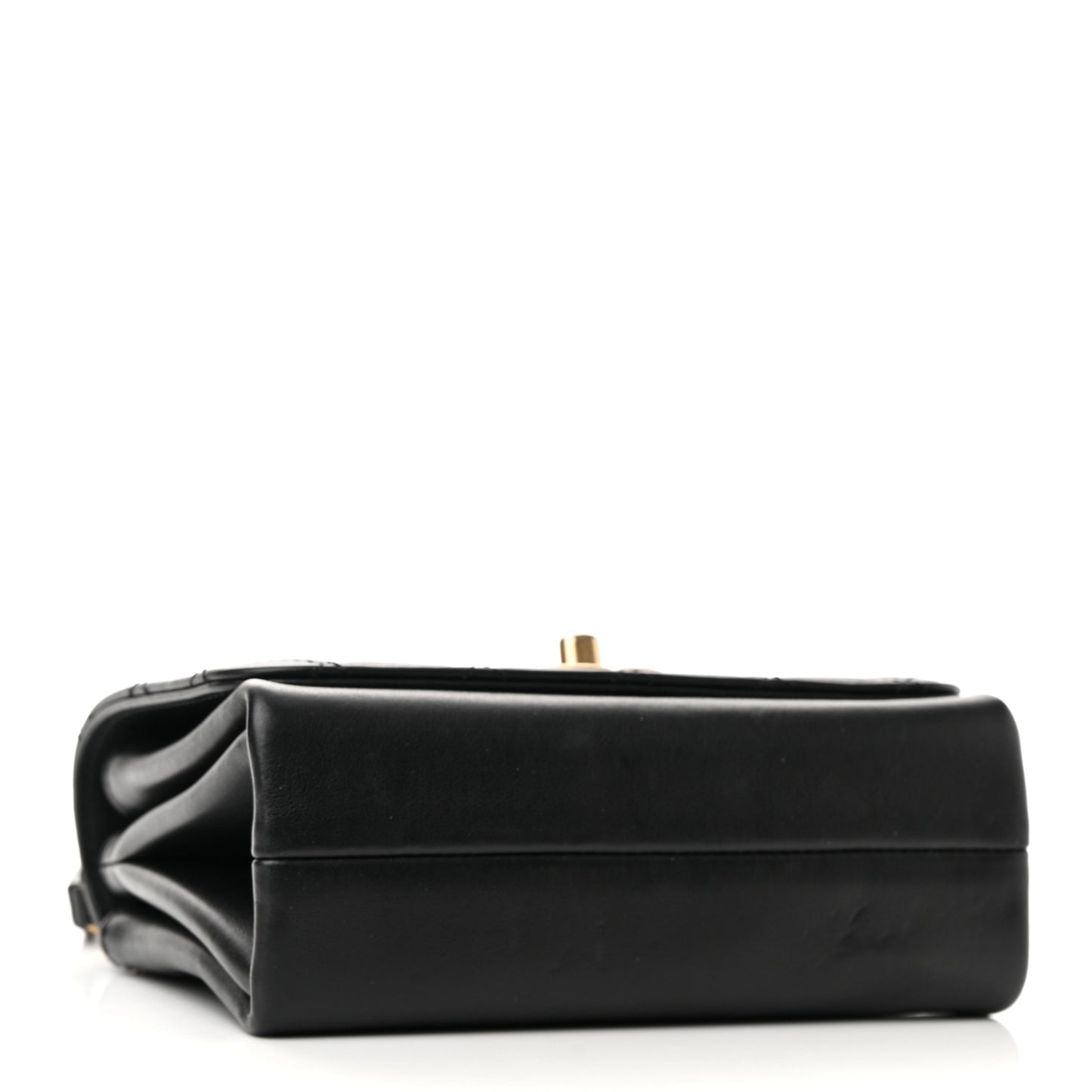 Calfskin Quilted Pearl Jewel Chain Flap Black