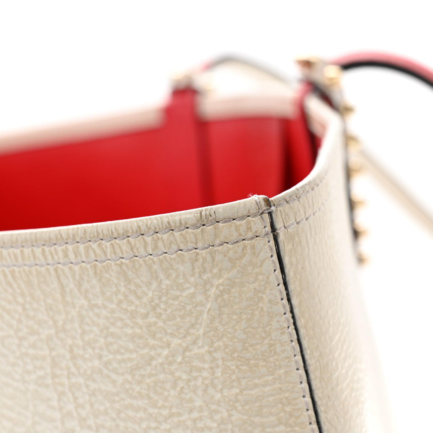 Calfskin Degrade Leopard Print Spikes East West Cabata Tote White Multi