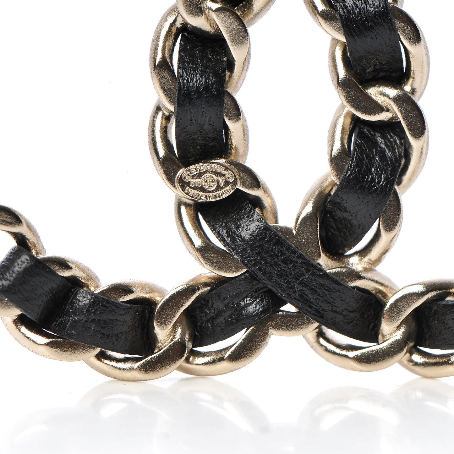 Lambskin Chain CC Brooch Black Gold