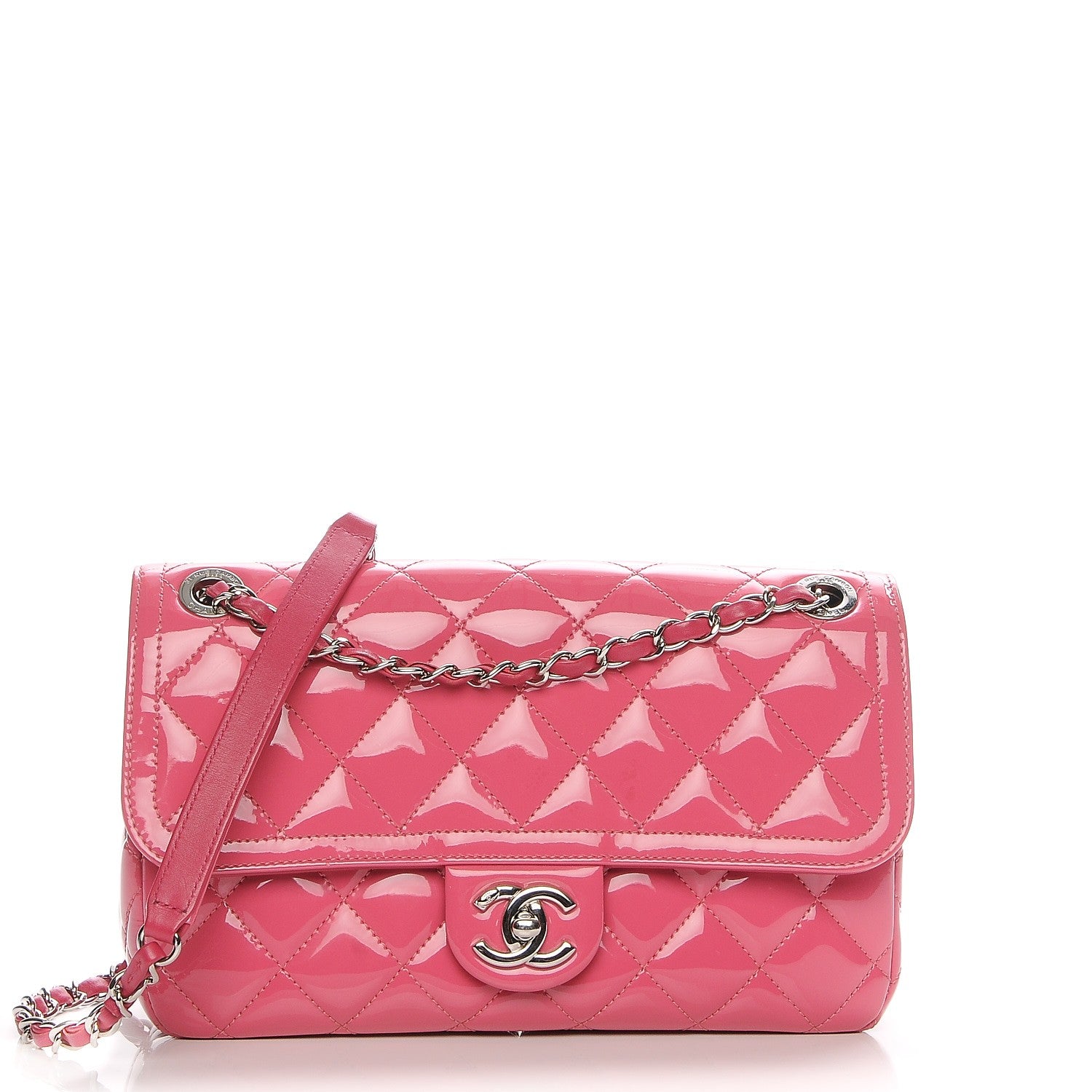 Chanel Patent Quilted Large Coco Shine Flap Pink 1 of 7