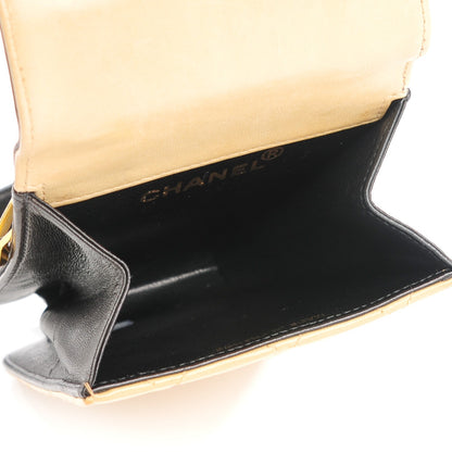 Chanel Lambskin Quilted Top Handle Clutch Beige Black 5 of 8