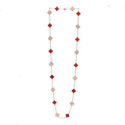 Van Cleef & Arpels 18K Rose Gold Carnelian 20 Motifs Guilloche Vintage Alhambra Necklace 3 of 6