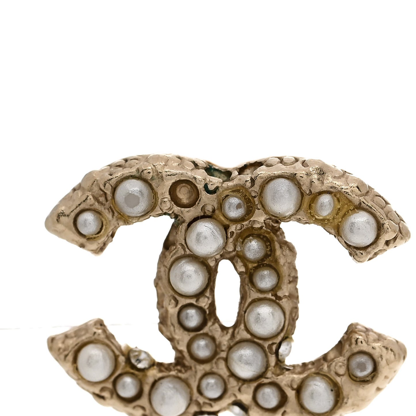 Metal Graduated Pearl Crystal CC Earrings Light Gold