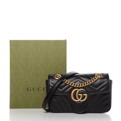 Gucci Calfskin Matelasse Mini GG Marmont Shoulder Bag Black 11 of 11