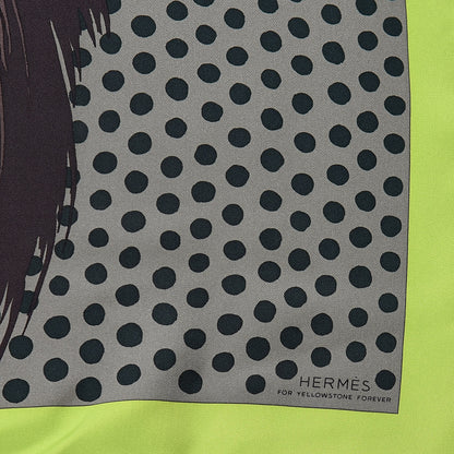 Hermes Silk Grrrrr! Scarf 100 Marron Lime Sapin 4 of 7