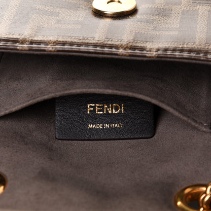 Fendi Glazed Fabric Vitello Century FF 1974 Stamp Patch Mini Double F Crossbody Bag Mogano Panna Black 7 of 11