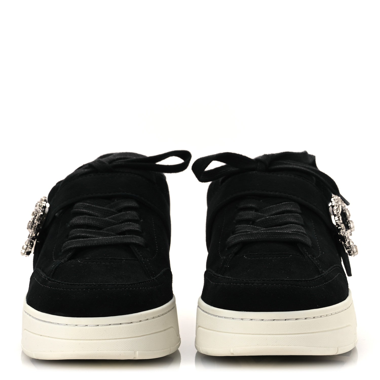 Jimmy Choo Suede Crystal Osaka Oakland Sneaker 41 Black White 3 of 11