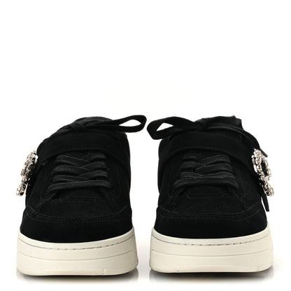 Jimmy Choo Suede Crystal Osaka Oakland Sneaker 41 Black White 3 of 11