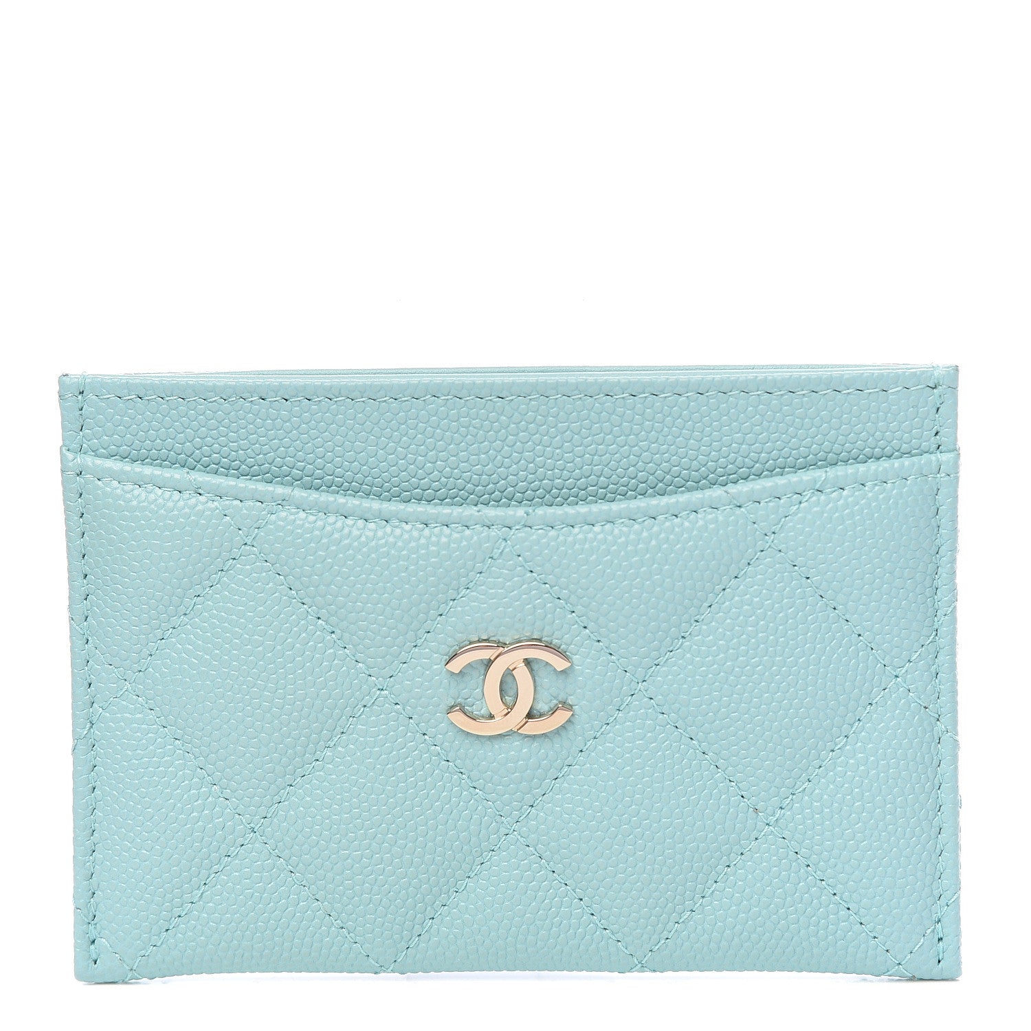Chanel Caviar Quilted Card Holder Light Blue 1 of 11