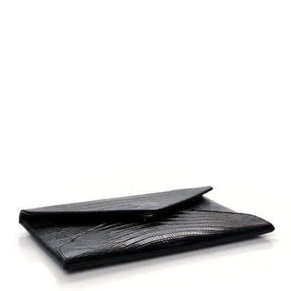 Saint Laurent Calfskin Lizard Embossed Paloma Monogram Clutch Black 4 of 7