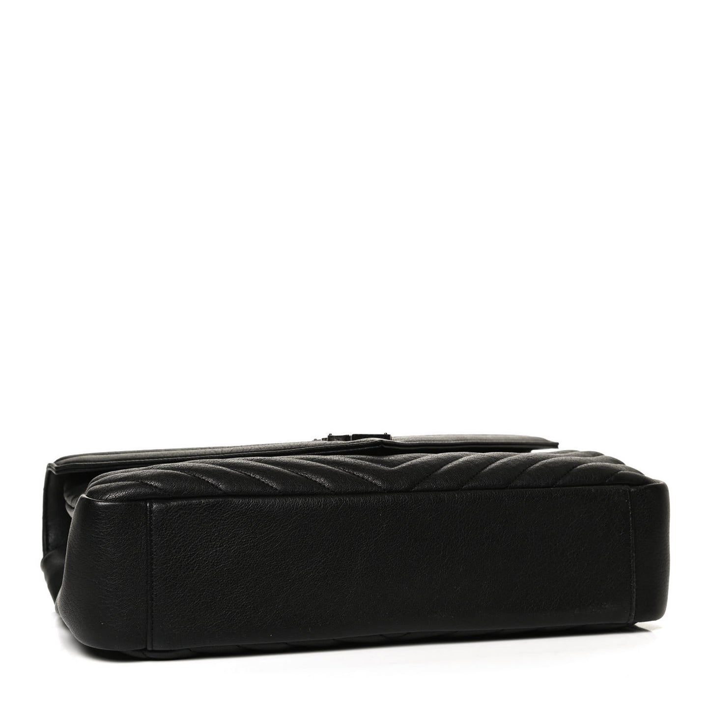Sheepskin Matelasse Chevron Monogram Large College Satchel Black