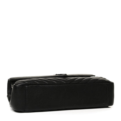 Saint Laurent Sheepskin Matelasse Chevron Monogram Large College Satchel Black 3 of 8