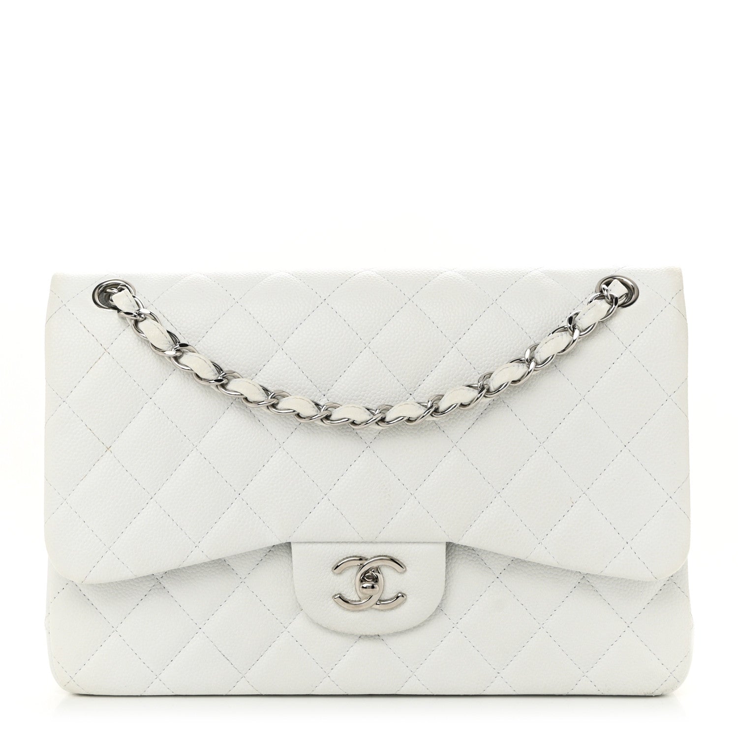 Chanel Caviar Quilted Jumbo Double Flap White 1 of 11