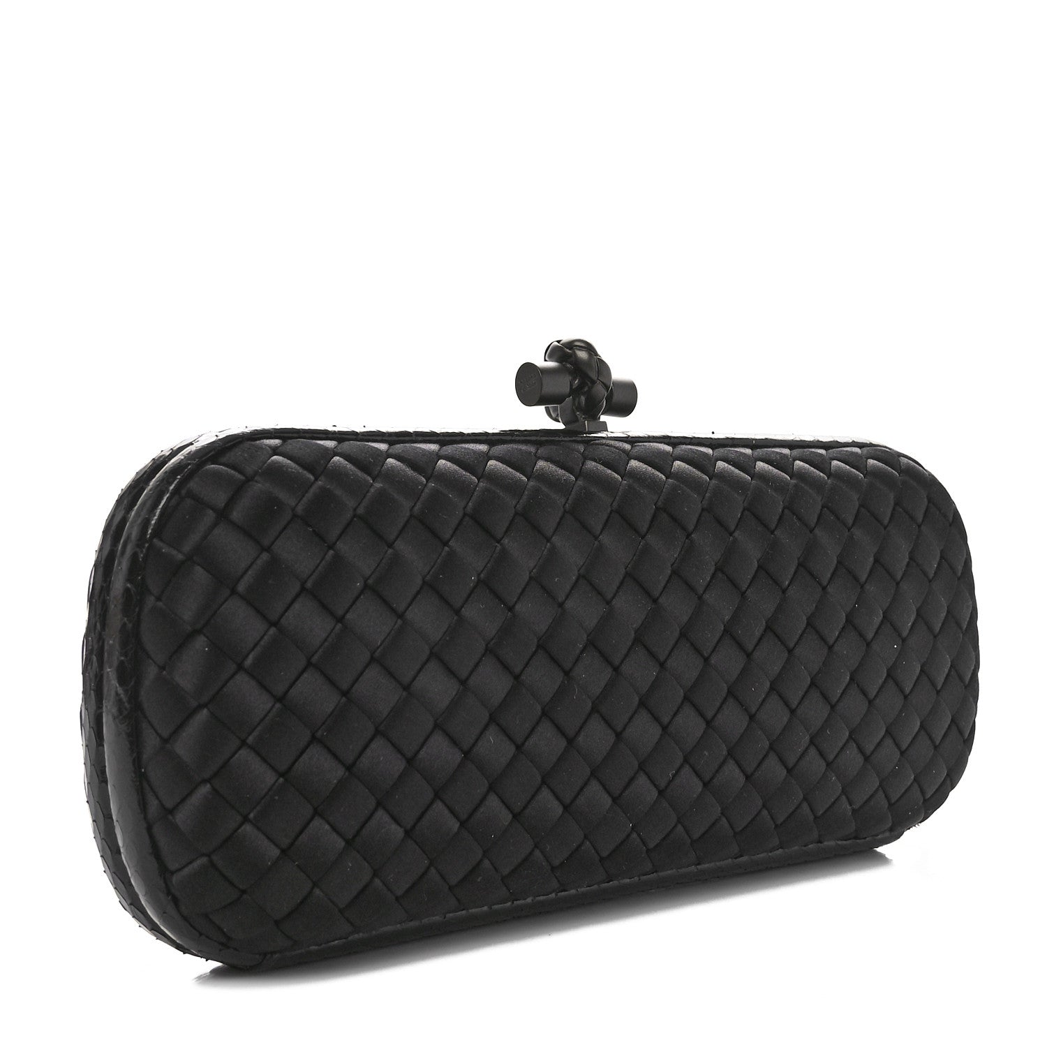 Bottega Veneta Satin Ayers Intreccio Impero Stretch Knot Clutch Black 3 of 9