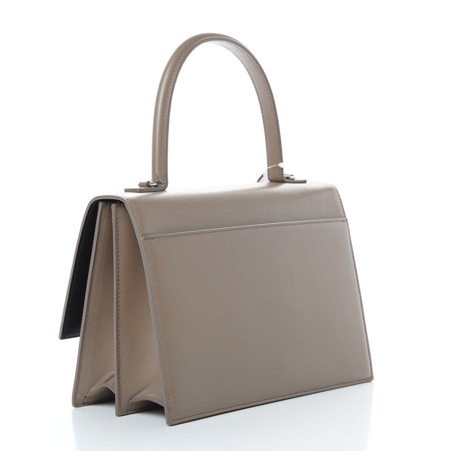 Box Calfskin Medium Sharp Top Handle Bag Mink Grey
