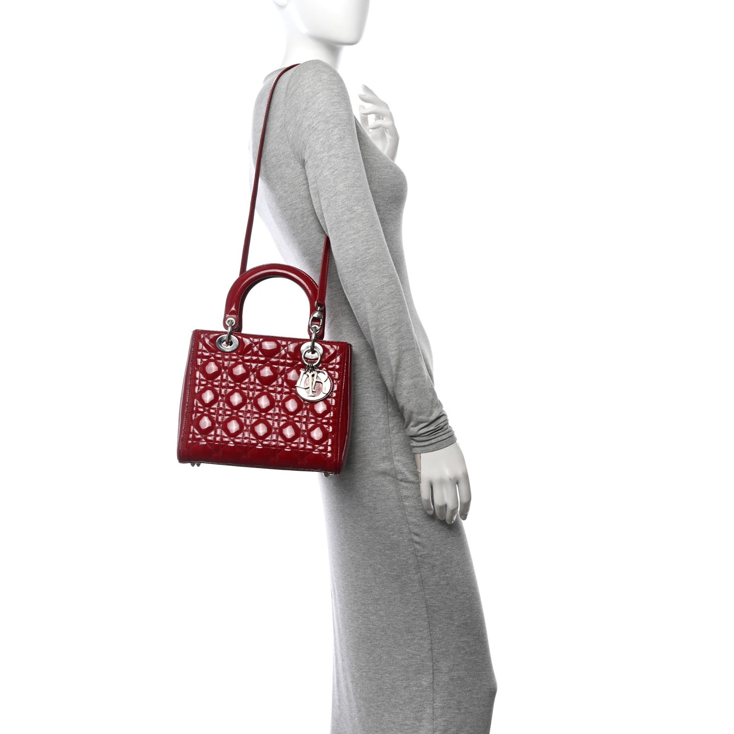 Patent Cannage Medium Lady Dior Red