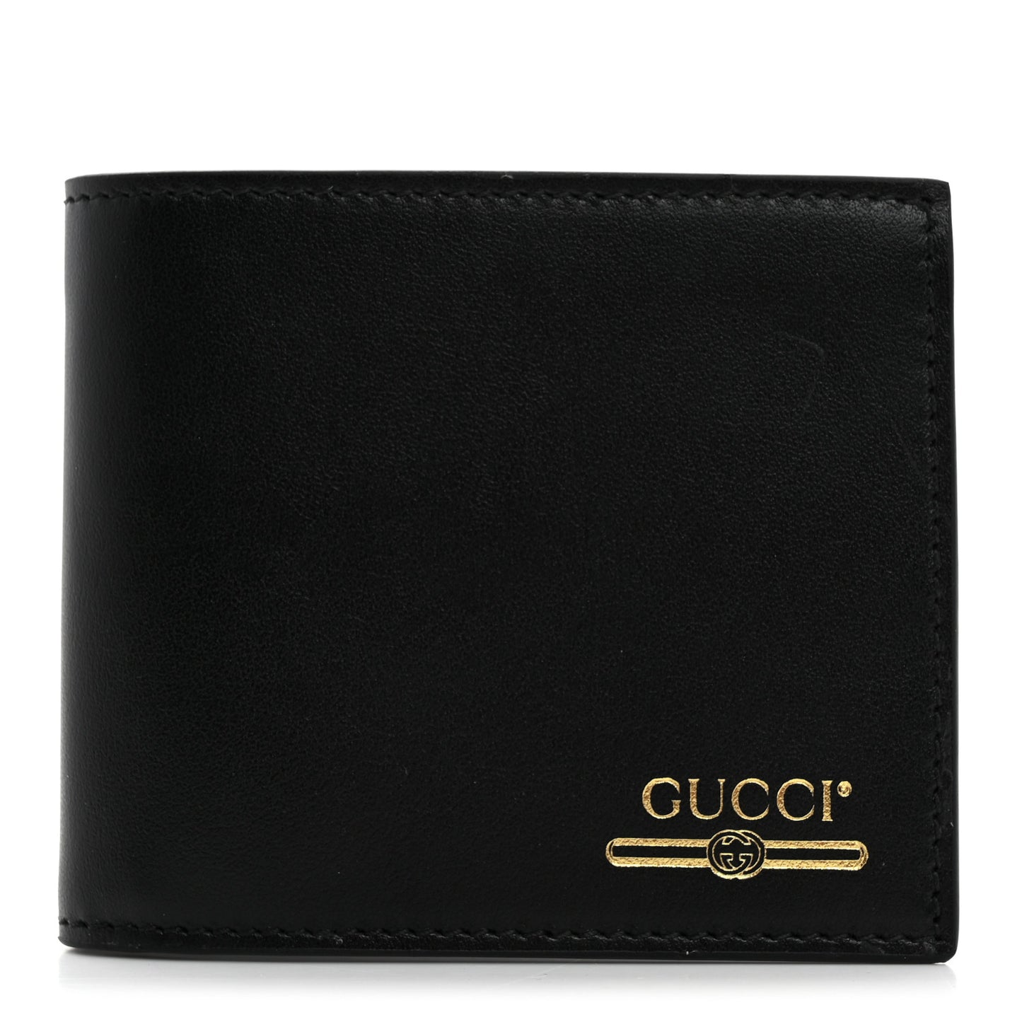 Plutone Calfskin Logo Bi-Fold Wallet Black