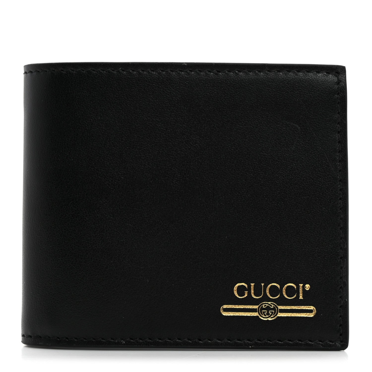 Gucci Plutone Calfskin Logo Bi-Fold Wallet Black 1 of 8