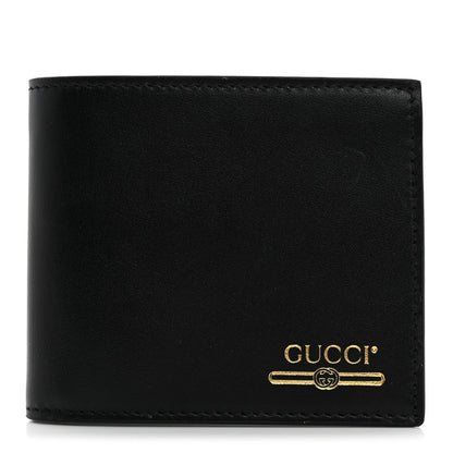Gucci Plutone Calfskin Logo Bi-Fold Wallet Black 1 of 8