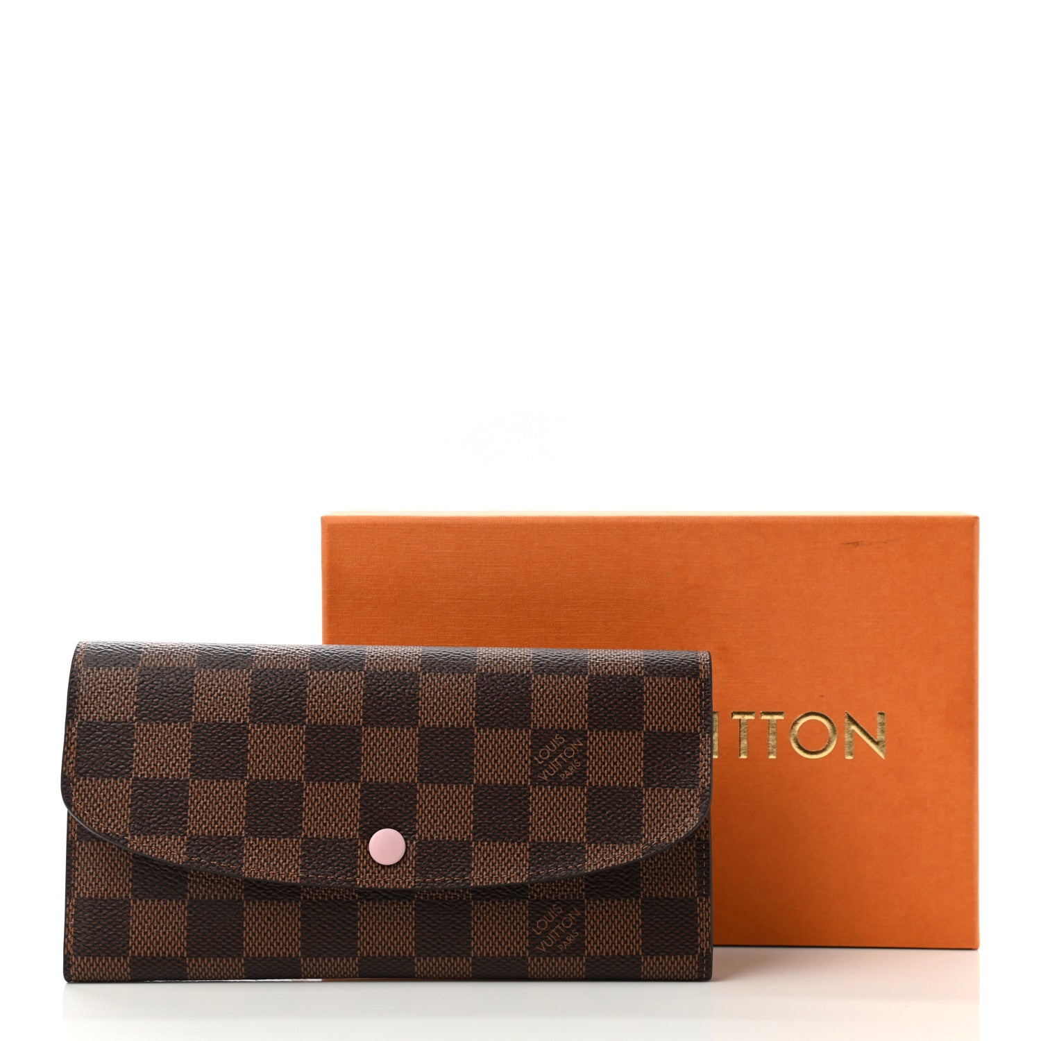 Louis Vuitton Damier Ebene Emilie Wallet Rose Ballerine 3 of 9