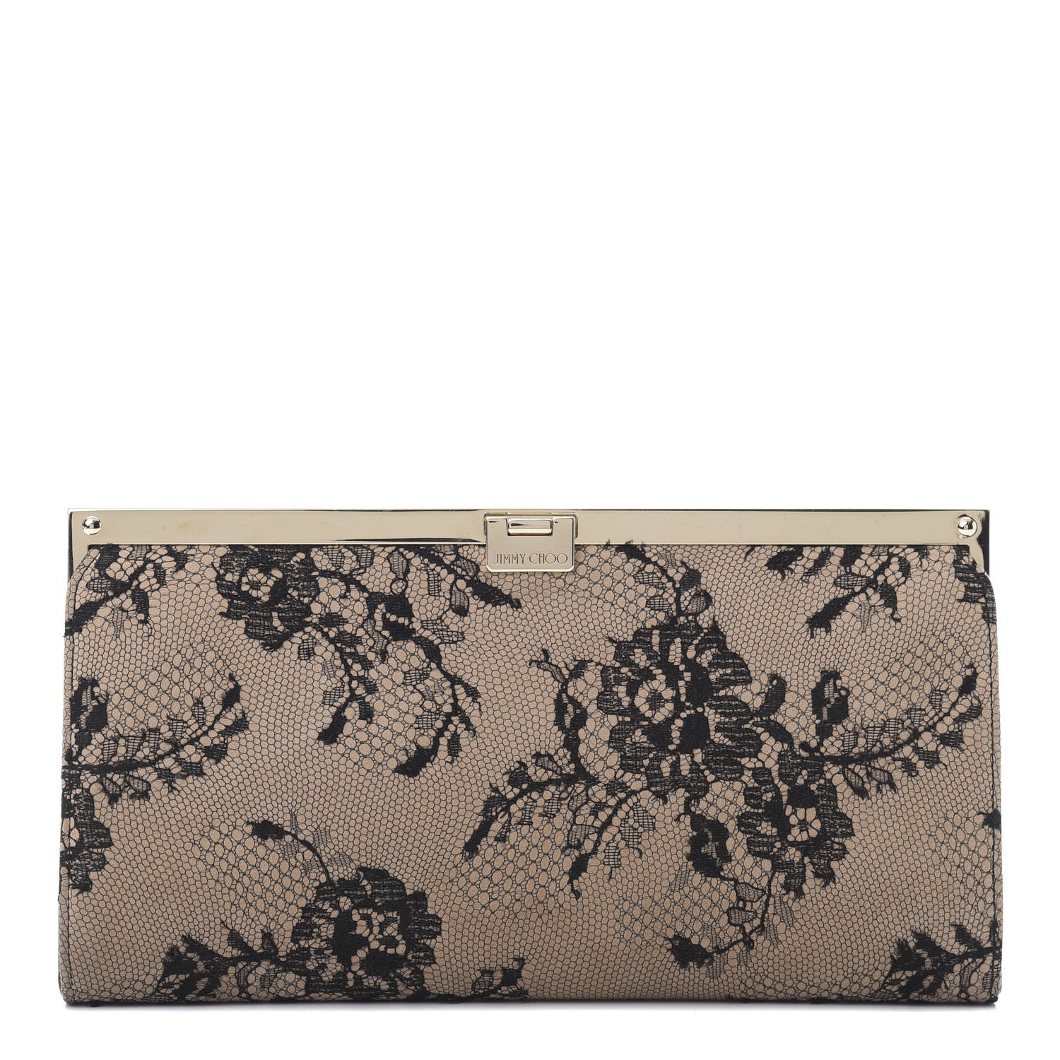 Jimmy Choo Calfskin Lace Camille Clutch Black 1 of 8