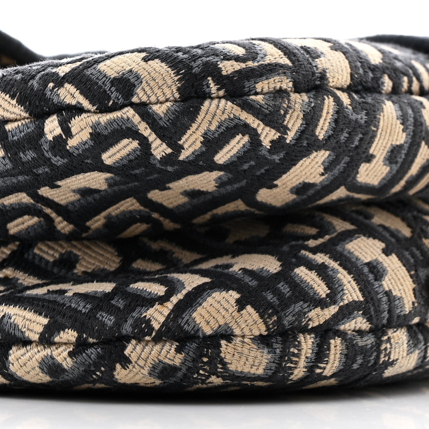 Oblique Embroidered Saddle Bag Blue