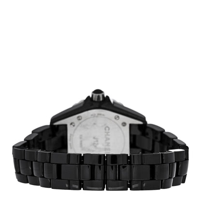 Chanel Stainless Steel Ceramic Diamond 33mm J12 Quartz Watch Black 3 of 4