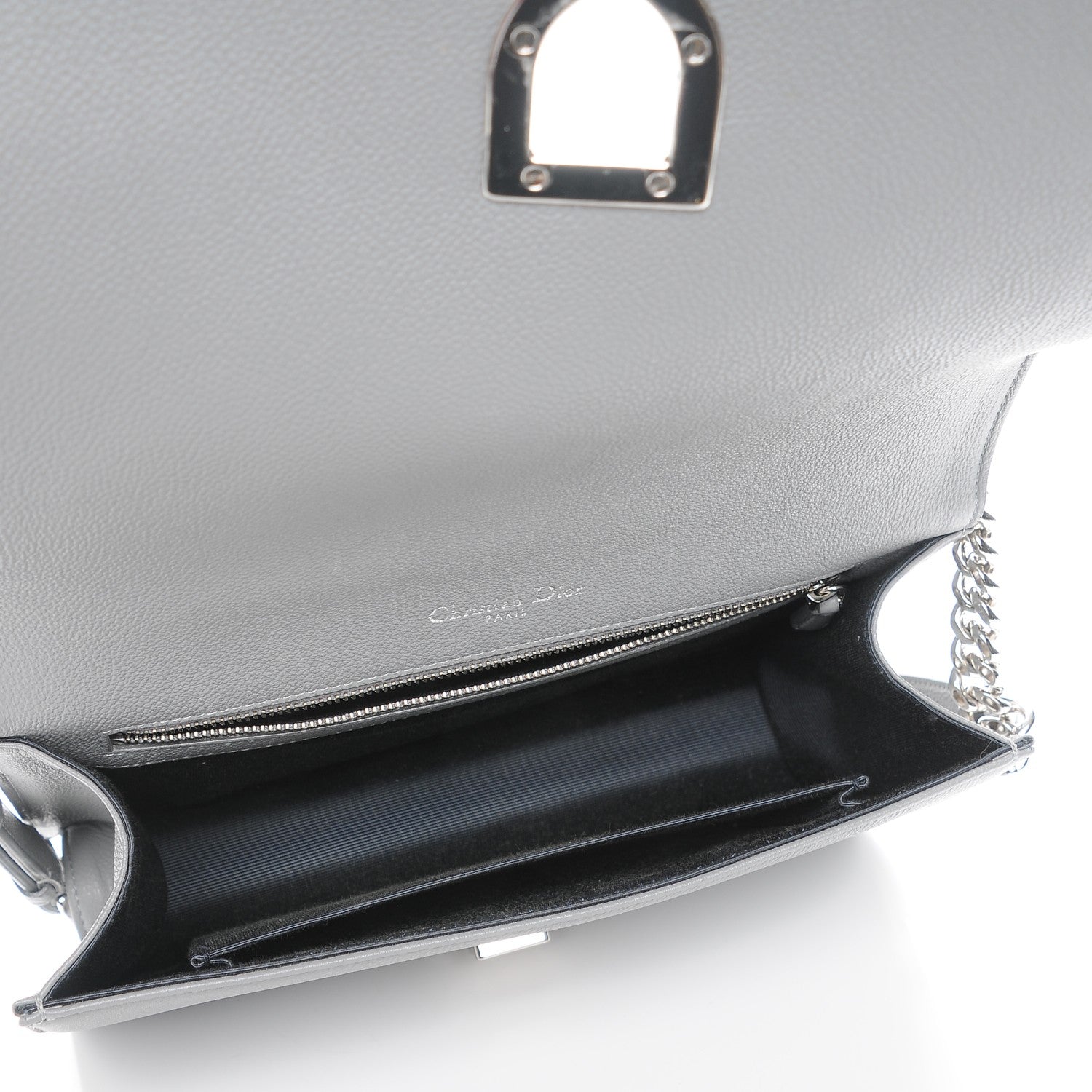 Christian Dior Grained Calfskin Medium Diorama Flap Bag Gris 5 of 11