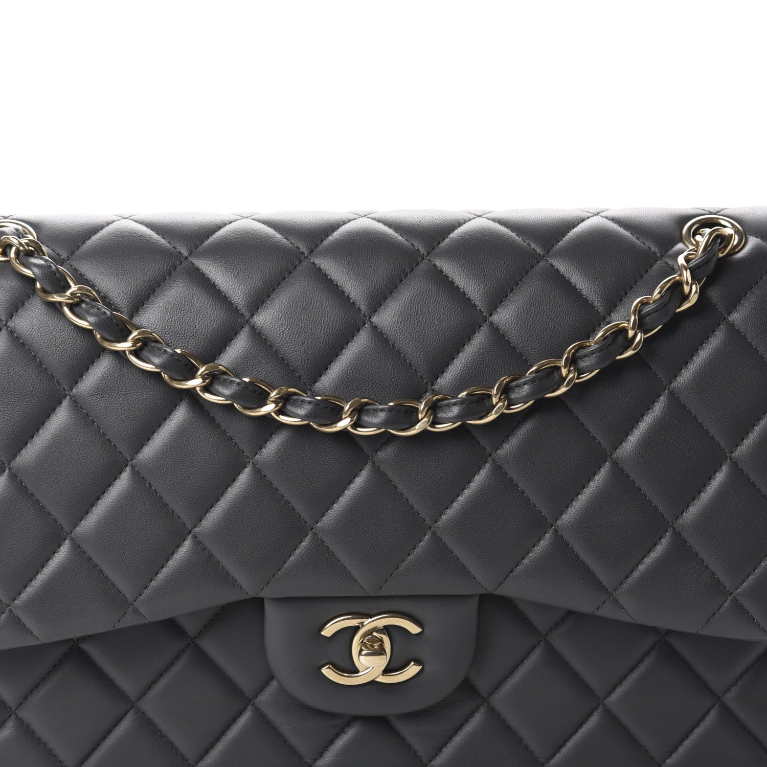 Chanel Lambskin Quilted Jumbo Double Flap Dark Grey 14 of 15