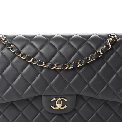 Chanel Lambskin Quilted Jumbo Double Flap Dark Grey 14 of 15