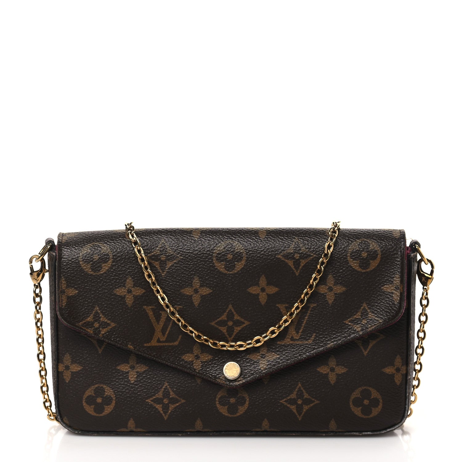 Louis Vuitton Monogram Pochette Felicie Chain Wallet Fuchsia 1 of 11