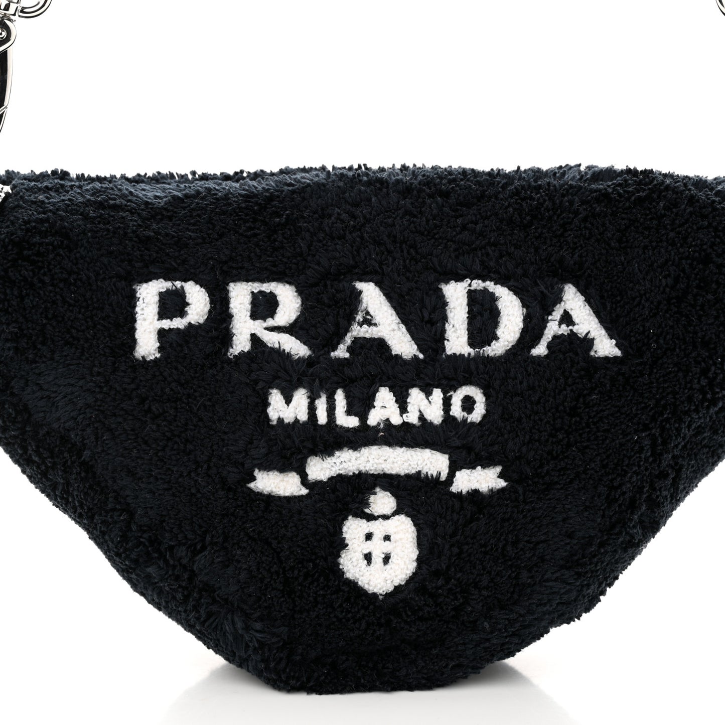 Terry Cloth Triangle Shoulder Bag Black White