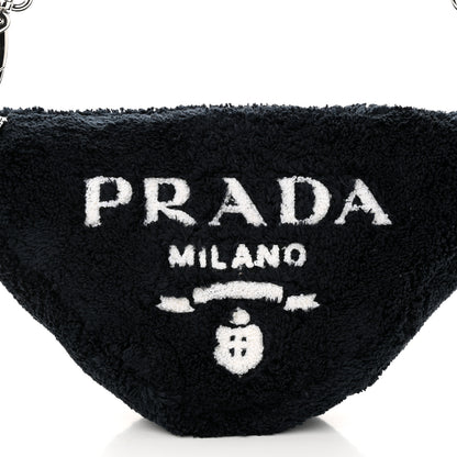 Prada Terry Cloth Triangle Shoulder Bag Black White 8 of 10
