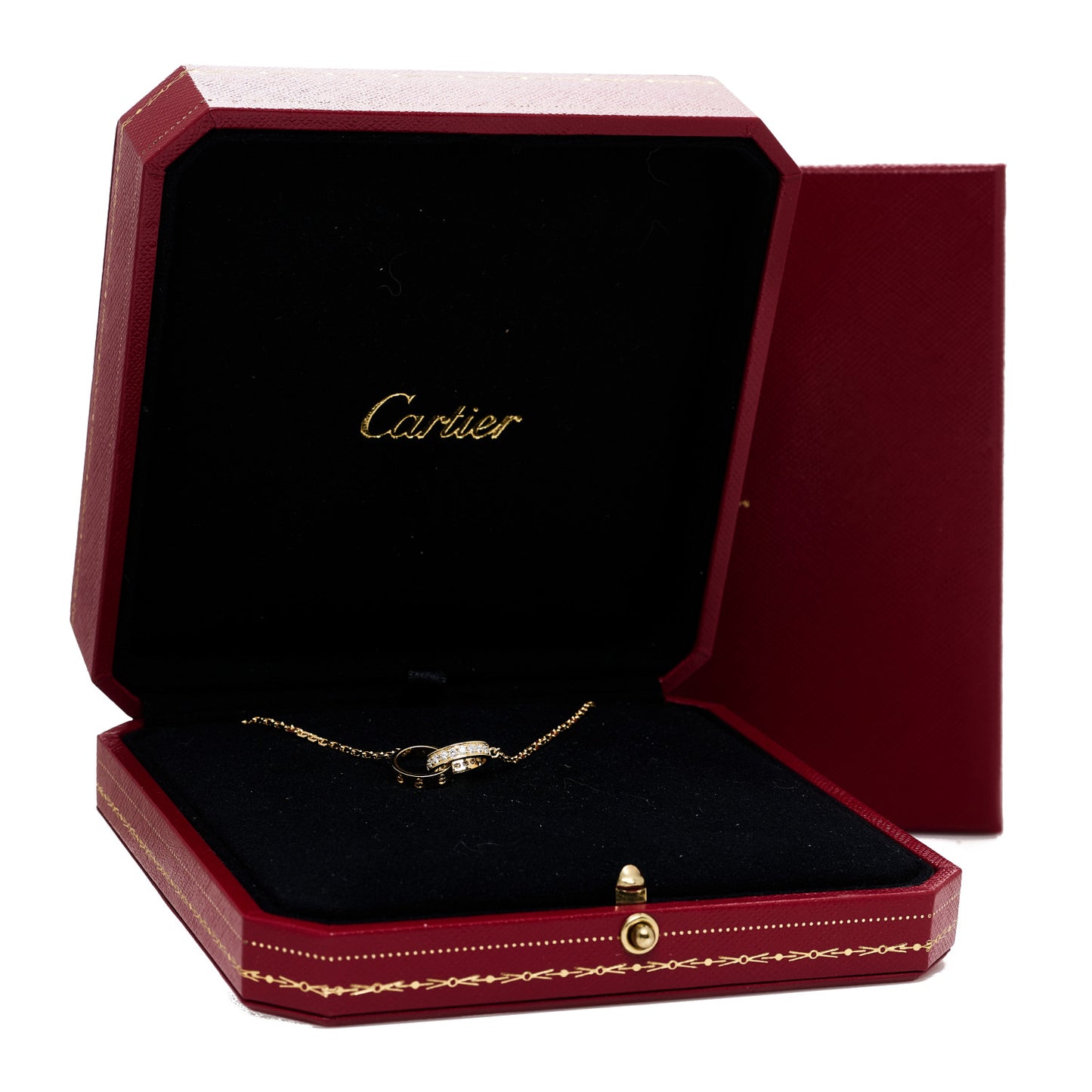 18K Yellow Gold Diamond Interlocking LOVE Necklace