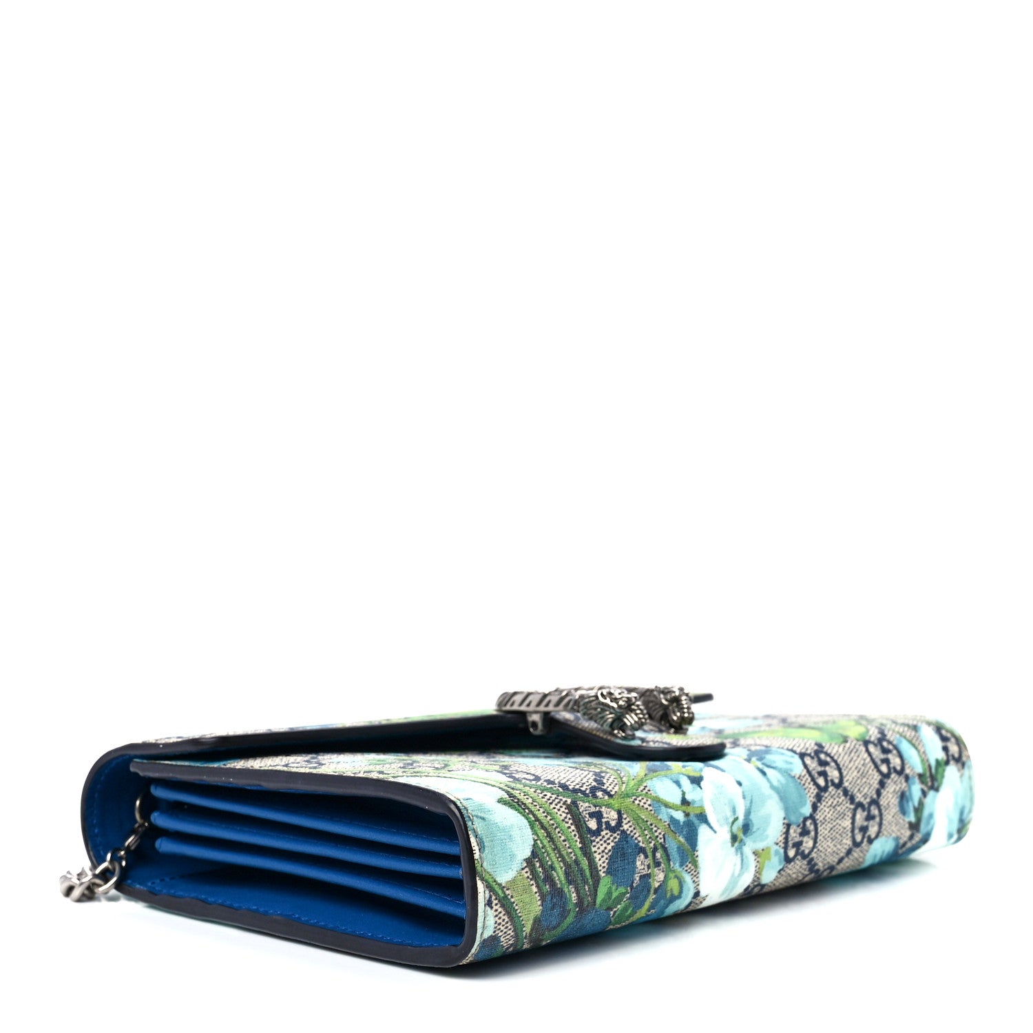 Gucci GG Supreme Monogram Blooms Mini Dionysus Chain Wallet Beige Blue Navy Vintage Blue 4 of 11
