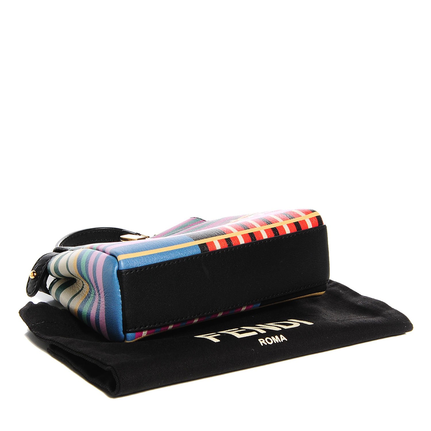 Fendi Vitello Seta Digital Print Micro Peekaboo Iconic Satchel Multicolor Black 3 of 10